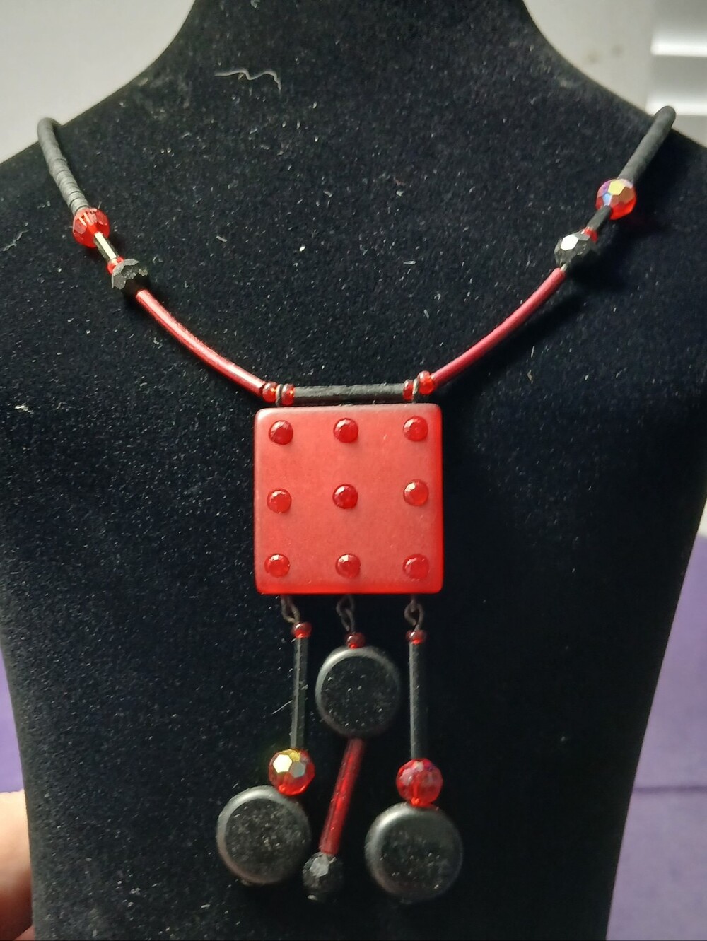 Vintage 90s Rossellini Carola Hiersemann Geometric Necklace EUC